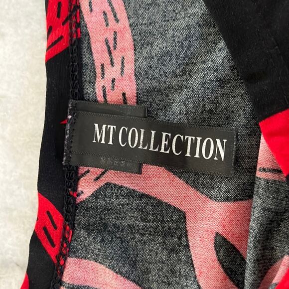 MT Collection Black & Red Print Knit Dress Woman's Size Small Retro Artsy Y2K - Picture 4 of 8